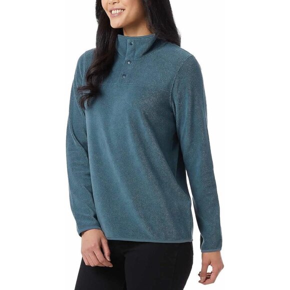 32 Degrees Heat Womens Midweight Snap Arctic Fleece Pullover Midnight Muse XL - Picture 2 of 16